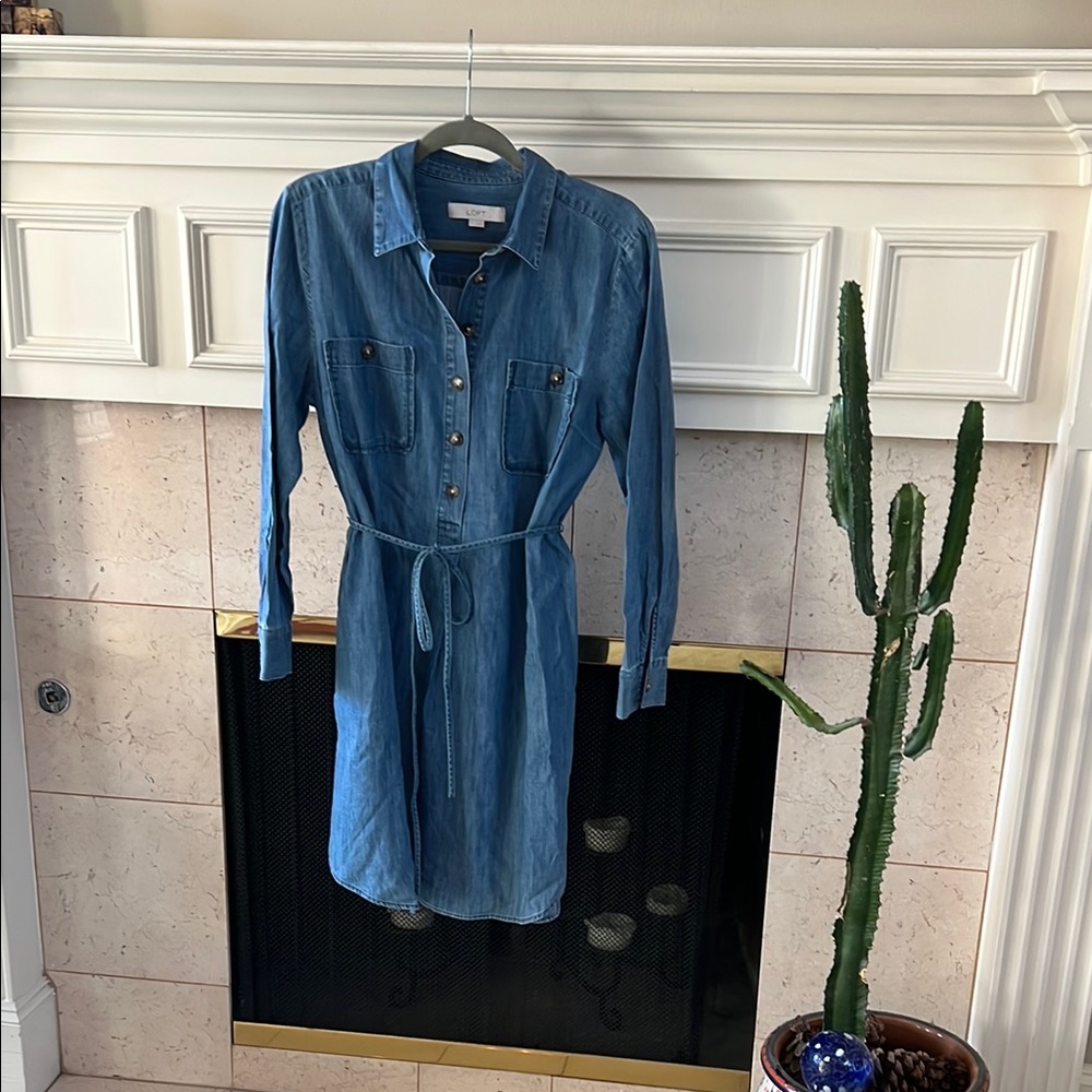 LOFT Indigo Denim Shirt Dress